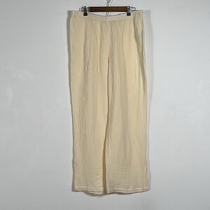 Soft Surroundings Gauze Wide Leg Pants Womens Sz XL Ivory Pull On Full Length